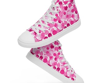 Polka Dot Printed Women's High-Top Sneakers, Comfy Lace-Up Converse Sneakers, Stylish Canvas Shoes, Trendy Fashion Sneakers, Gifts for Her