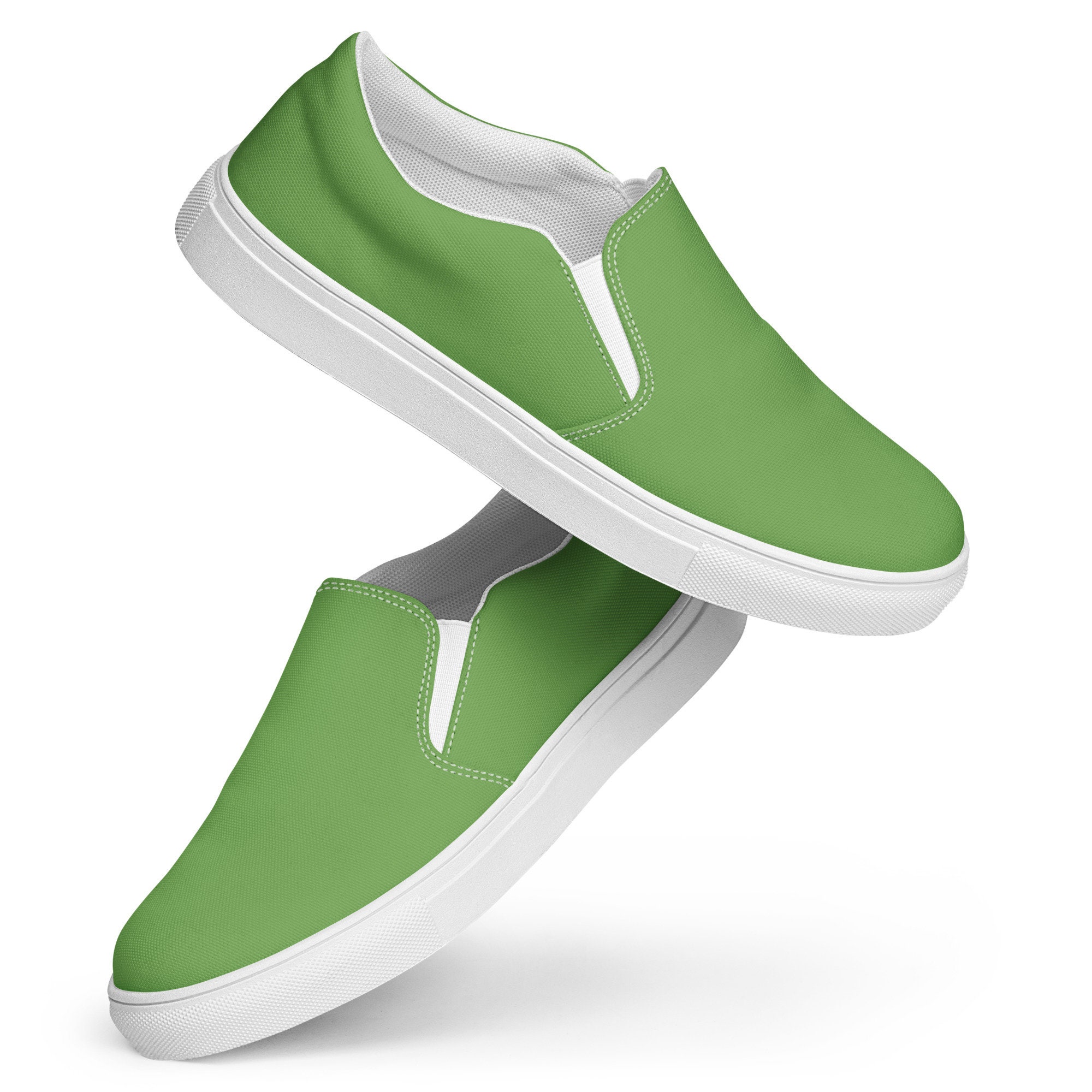 Solid Green Canvas Shoes Women Plain Green Casual Slip on Shoes Fashion Comfortable Low top Canvas Sneakers Shoes Gifts for Her Etsy