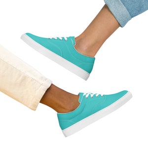 Fire Colors and Turquoise Teal Aapisi Low Top Canvas Shoes White Sole main image 1