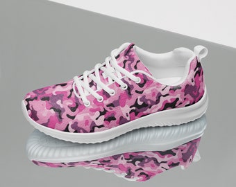 Camo Printed Women's Athletic Gym Shoes, Casual Lace-up Fashion