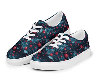 Chinese Lanterns Printed Lace-Up Canvas Shoes Men's, All over Print Low Top Sneakers, Men’s Fashion Comfortable Shoes, Streetwear Shoes