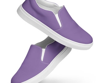 Solid Purple Canvas Shoes Women, Casual Slip-On Shoes, Fashion Comfortable Low-Top Canvas Sneakers Shoes, Purple Lovers Gift for Her