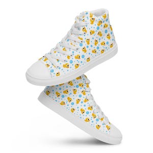 Rubber Ducky Canvas Shoes Men, Duck Lover Gift, AOP Streetwear Canvas Sneaker Shoes, Fashion Comfy Lace-Up Shoes, Trendy Converse Style Shoe