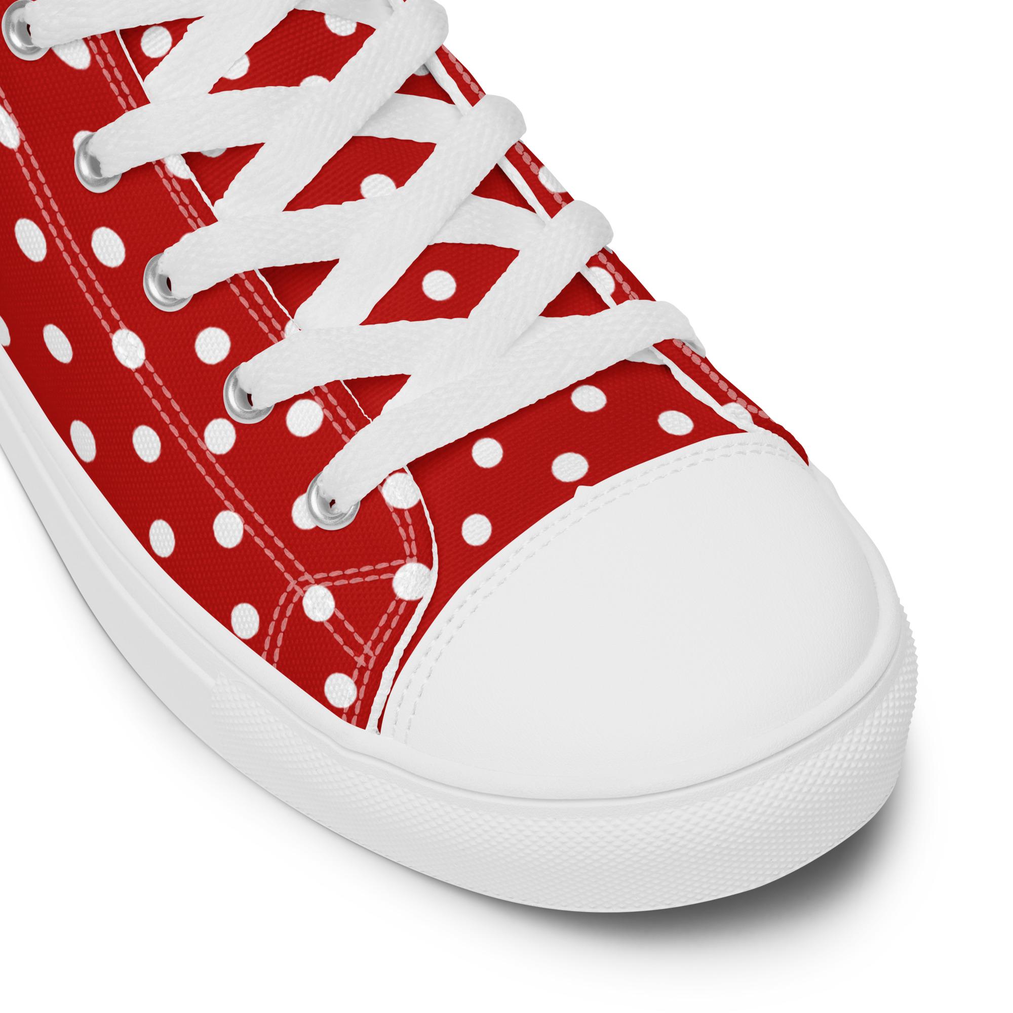Red Polka Dot Sneakers with White Laces Nike Red w/ white polka dot sneaker Women main image 3