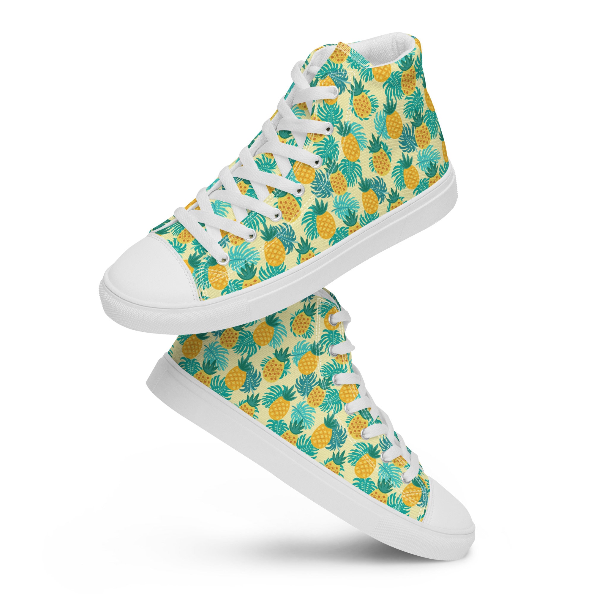 Yellow Neon Pineapple Hawaiian Print Men's Sneakers main image 1