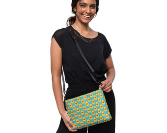 Rubber Ducky Printed Crossbody Bag, Duck Printed Accessories Bag, Duck Lover Gift, Makeup Cosmetic Zipper Bag, Evening Purse, Gifts for Her