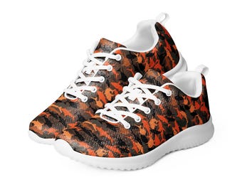 Shark Camo Printed Men's Athletic Gym Shoes, Casual Comfy Lace-Up Fashion Sneakers, All Over Print Nautical Breathable Camouflage Gym Shoes