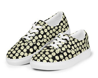 Dice Printed Canvas Shoes Men, Casual Lace-Up Shoes, Fashion Comfortable Low-Top Canvas Sneakers Shoes, Birthday Gift for Him, Funny Shoes