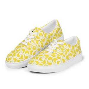 Bananas Food Canvas Shoes Mens, Banana Lover Gift, Comfortable Lace-Up Summer Beach Shoes, Foodie Gift, All over Print, Designer Shoes