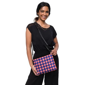 USA Flag Patriotic Printed Crossbody Bag, American Flags AOP Zipper Essential Bag, Makeup Cosmetic Bag, Toiletry Bag, USA Patriotic Gifts