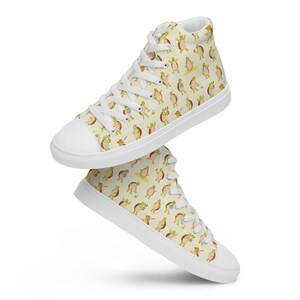 Turtles Printed Canvas Shoes, Lace Up High Top Men&#39;s Sneakers, Nautical Ocean Fashion Sneakers, Marine Life Sneakers, Turtle Lover Gift