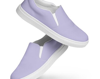 Solid Pastel Purple Printed Mens Canvas Shoes, Light Purple Slip-On Shoes, Painted PJ Shoes, Men's Sneakers, Cute Funky Shoes, Purple Gifts