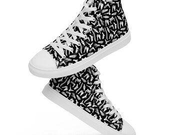 Bones Skeleton Printed High-Top Sneakers Women, Lace-Up Converse Style Sneaker Shoes, Science Biology Anatomy Teacher Student Gifts for Her