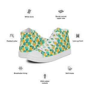 Blue Pine Pineapple Print Men's High Top Shoes