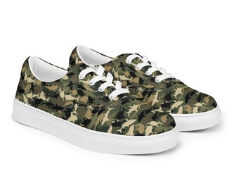 Shark Camo Canvas Shoes For Men, Low-Top Camouflage Canvas Sneaker Shoes, Comfortable Aesthetic Summer Shoes, Nautical Shoes, Gifts for Him