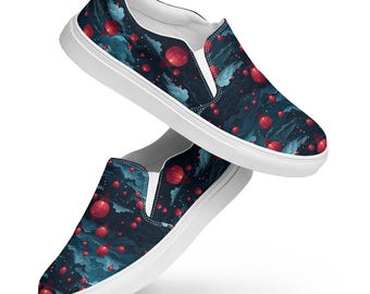Chinese Lanterns Printed Canvas Shoes Mens, AOP Streetwear Slip-On Shoes, Lightweight Fashion Low-Top Shoes, Designer Canvas Sneakers Shoes