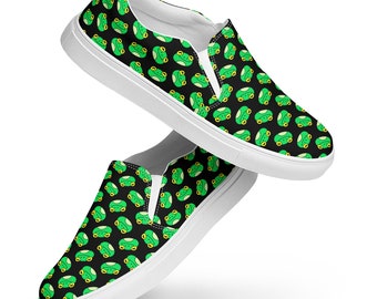 Frogs Animal Printed Slip-On Canvas Shoes, Frogs Lover Gift, Fashion Streetwear Sneakers, Western Designer Shoes, Footwear, Gifts for Her
