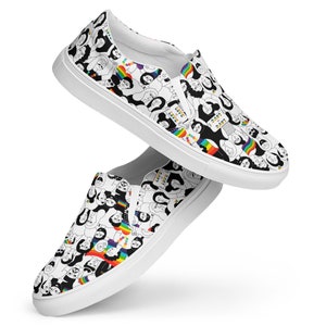 Gay Pride Parade LGBTQ Canvas Shoes Women, Gay Lesbian Streetwear Slip-On Shoes, LGBT Rainbow Flag Low Top Canvas Sneaker Shoes, LGBTQ Gifts