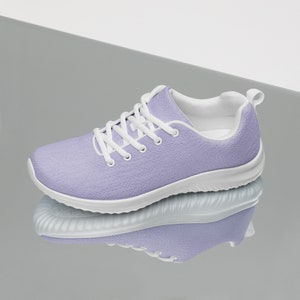 Solid Purple Women&#39;s Athletic Shoes, Colorful Stylish Workout Shoes, Soft Cushy Breathable Gym Shoes, Lace-Up Fashion Sneakers, Gift for Her