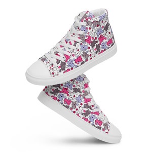 Kitty Cats Printed Womens Sneakers, Cats Kitten Patterned Lace Up High Top Canvas Shoes, Crazy Cat Lady Shoes, Cat Lover Cat Mom Gifts