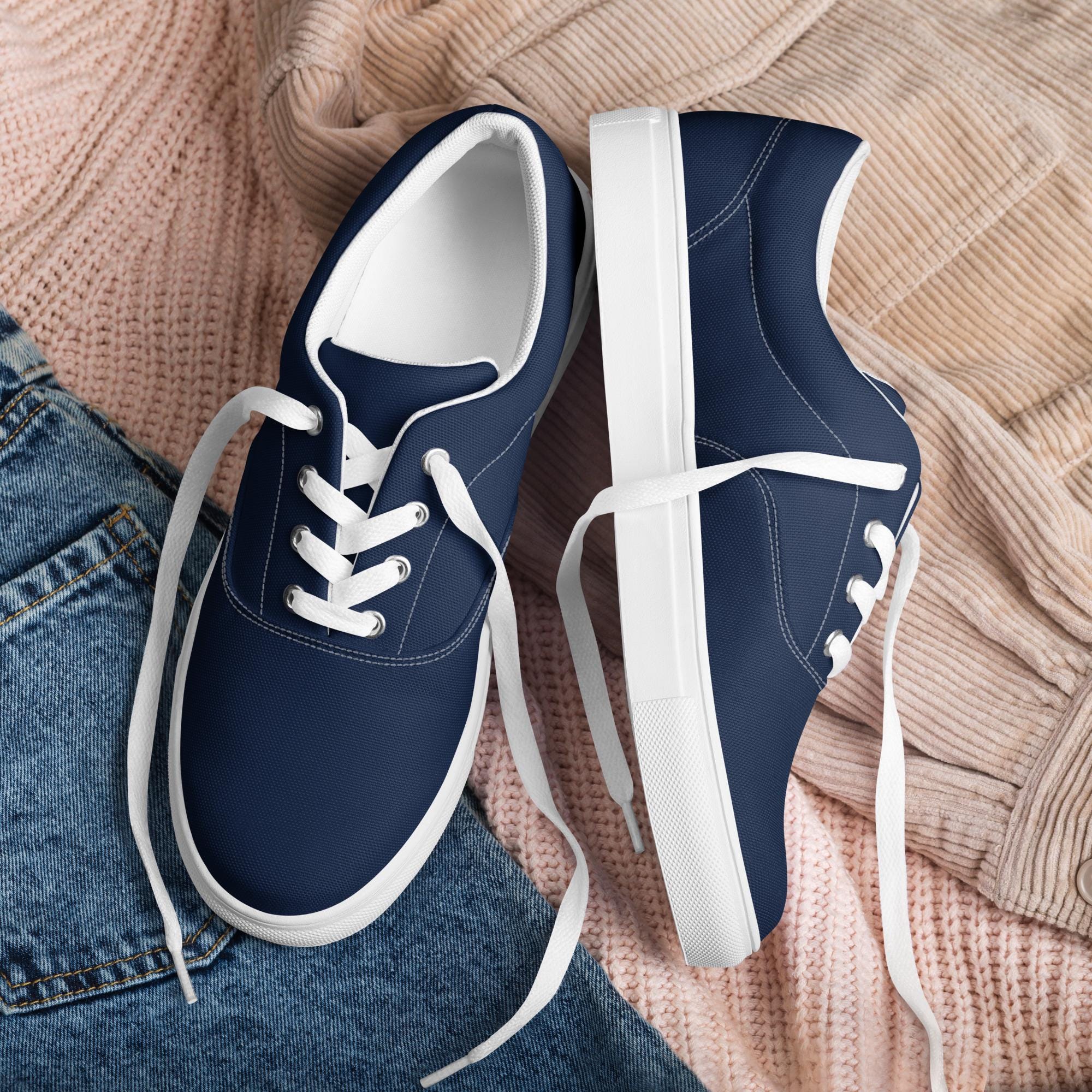 Solid Dark Navy Blue Canvas Shoes Mens, Casual Slip-on Shoes 