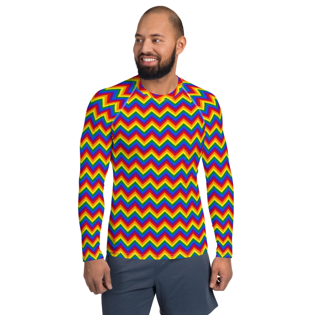 Rainbow Pride Rash Guard Men, Gay Pride Fitness Rash Guard, Long Sleeve ...