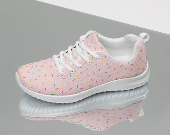 Cupcake Sprinkles Womens Athletic Shoes, Comfy Casual Lace-Up Fashion Sneakers, Breathable Lightweight Workout Shoes, Foodie Gift for Her