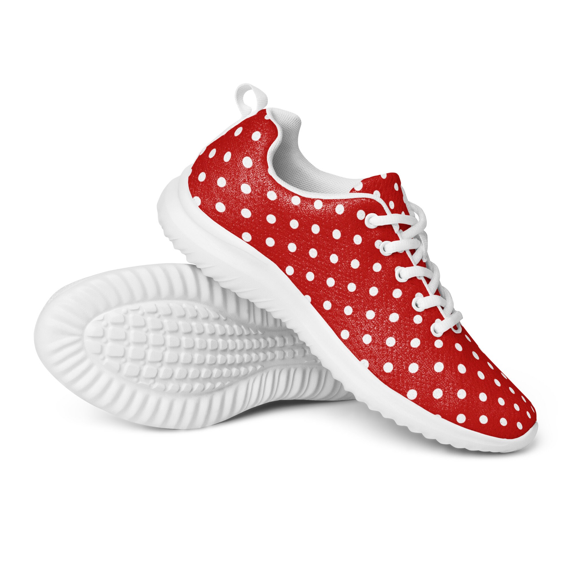 Red and White Polka Dotted Women s Athletic Shoes Comfy Casual Lace up Fashion Sneakers Lightweight Breathable Cozy Stylish Gym Shoes Etsy UK