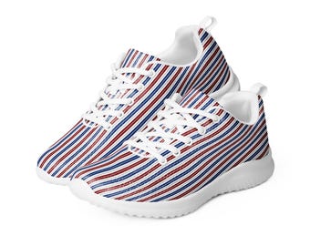USA Flag Patriotic Men's Athletic Shoes, American Flag AOP Gym Workout Shoes, Casual Summer Fitness Jogger Shoes, USA Patriotic Gift For Him