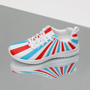 USA Flag Patriotic Womens Athletic Shoes, 4th of July Gift for Her, Casual Lace-Up Fashion Sneakers, Lightweight Breathable Gym Workout Shoe