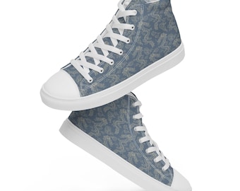 Dragons Printed Canvas Shoes Men, Summer Beach Shoes, High-Top Converse Style Canvas Sneakers Shoes, Dragon Lover Gift, Fashion Lace-Up Shoe