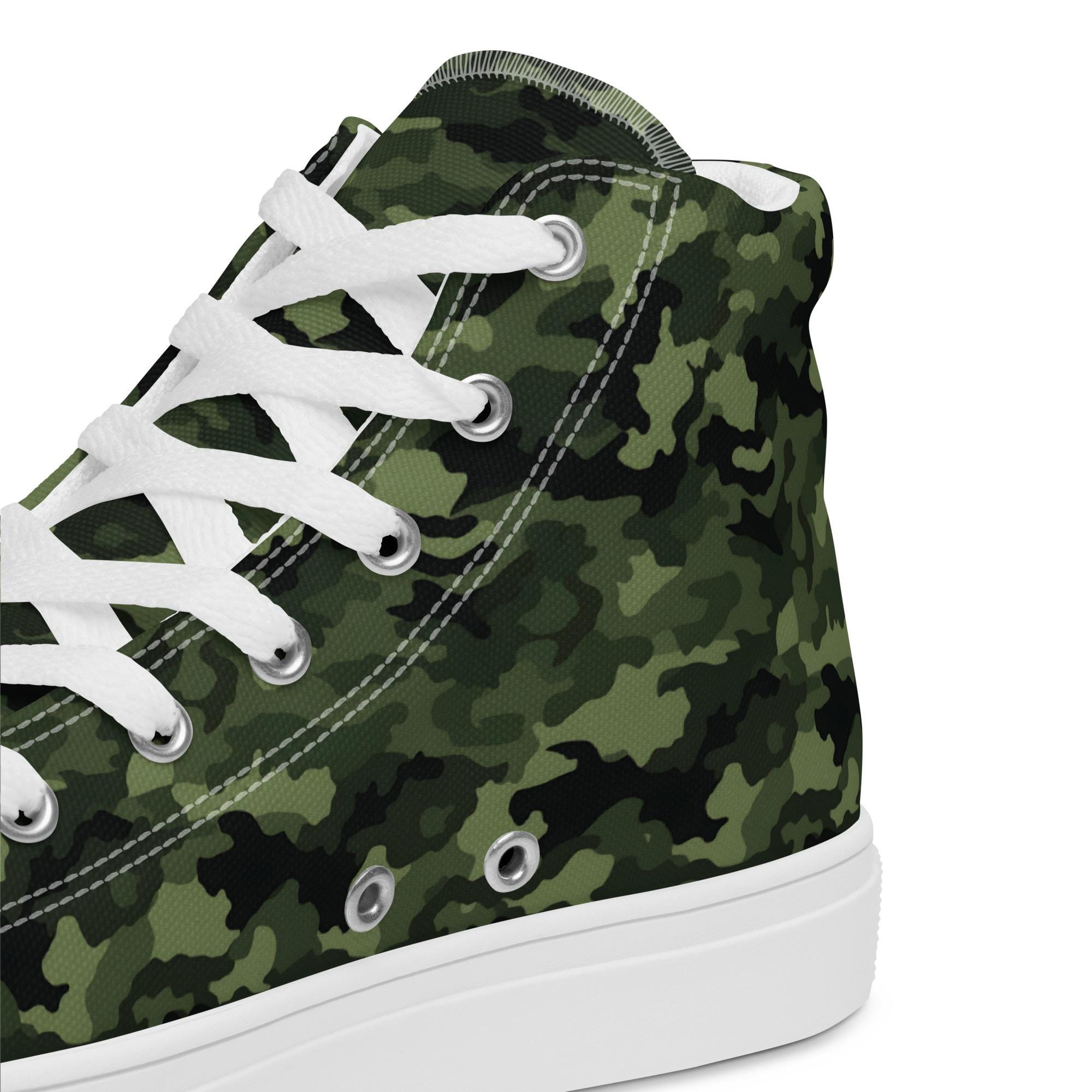 Men\'s Olive Green Camo Lace-Up Sneakers Sage Green Camo Vegan Leather Shoes, Camouflage Olive Men  main image 2