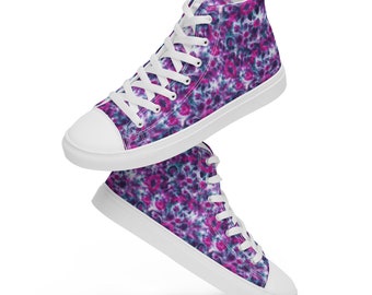 Colorful Tie Dye Printed Men's High-Top Sneakers, Swirl Twirl Lace-Up Converse Style Shoes, Trendy Cool Shoes, Tie Dye Lover Gift for Him