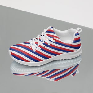 USA Flag Patriotic Womens Athletic Shoes, 4th of July Gift for Her, Casual Lace-Up Fashion Sneakers, Lightweight Breathable Gym Workout Shoe