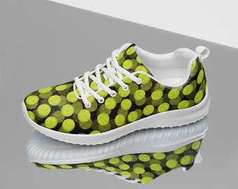 Tennis Balls Women's Athletic Shoes, Sports Coach Player Casual Lace-Up Fashion Sneakers, Comfy Lightweight Breathable Gym Workout Shoes