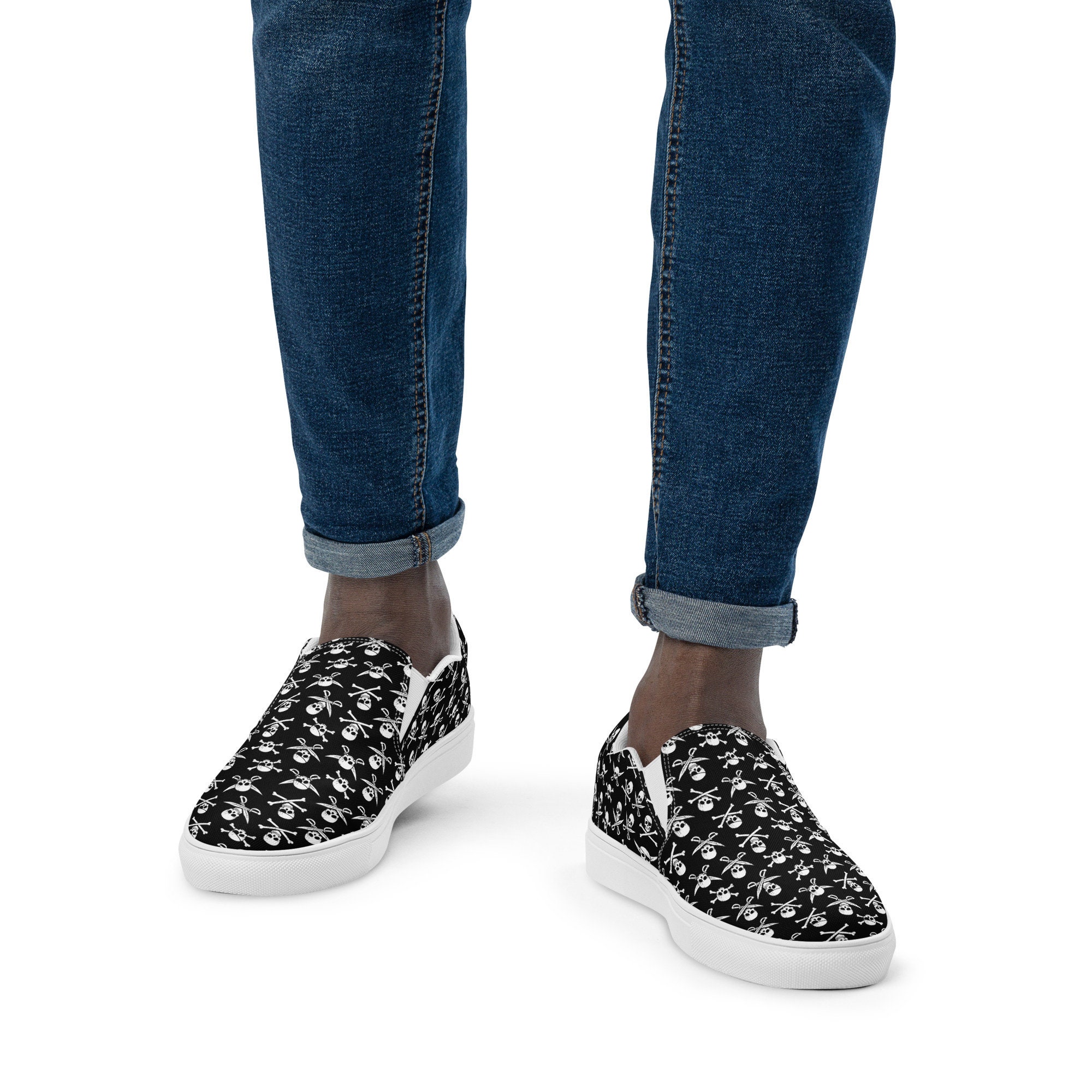 NSS Slip On Sneakers Skull Graphic Canvas Shoes Casual‎ Skatercore Mens Size 12 Men main image 2