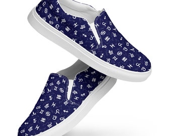 Astrology Horoscope Canvas Shoes Women, Fortune Teller Low-Top Designer Slip-On Shoes, Comfy Everyday Streetwear Shoes, Psychic Gift for Her