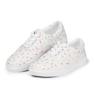 Music Notes Printed Mens Canvas Shoes, Music Lover Gift, Fashion Concert Canvas Sneakers Shoes, Lace up Shoes, Music Theme Gift For Him