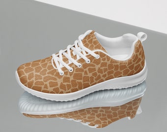 Giraffe Spots Womens Athletic Shoes, Comfy Casual Lace-Up Fashion Sneakers, Lightweight Breathable Gym Shoes, Stylish Cute Wild Animal Shoes