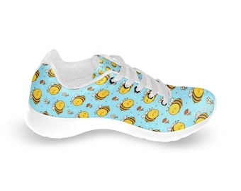 Bumblebees Insect Print Kids Sneakers, Casual Everyday Running Walking Shoes for Kids, Street Style Stylish Athletic Sneakers
