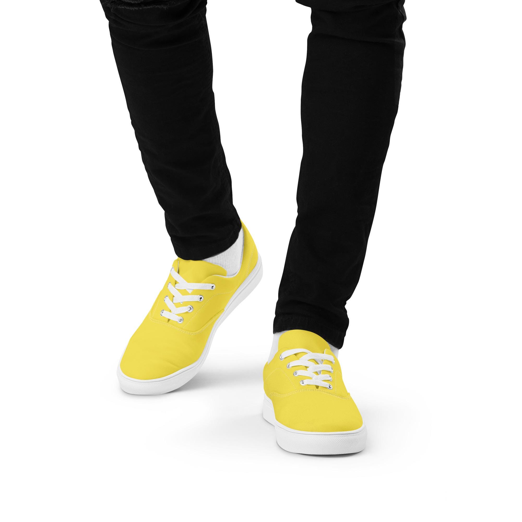 Solid Bright Yellow Canvas Shoes Men