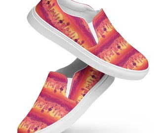 Los Angeles Skyline Sunset Canvas Shoes Mens, AOP Streetwear Slip-On Shoes, Lightweight Fashion Low-Top Shoes, Designer Canvas Sneakers Shoe