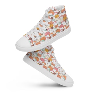 Kitty Cats Printed Womens Sneaker, Cat Lover Lace Up High Top Canvas Shoes, Crazy Cat Lady Shoes, Cat Lover Gift, Cat Own Gift, Cat Mom Gift