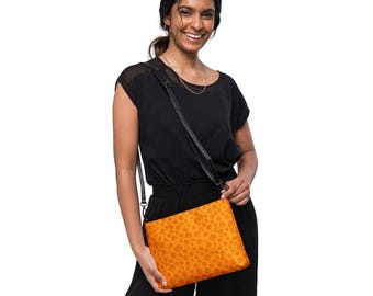 Halloween Pumpkins Printed Crossbody Bag, AOP Accessories Bag, Makeup Cosmetic Bag, Essentials Travel Bag, Halloween Party Bag Gift For Her