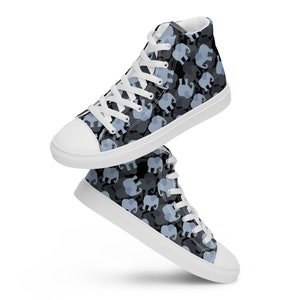 Elephant Printed Men&#39;s High-Top Sneakers, Unique Lace-Up Converse Style Shoes, Trendy Cool Safari Animal Shoes, Elephant Lover Gift for Him