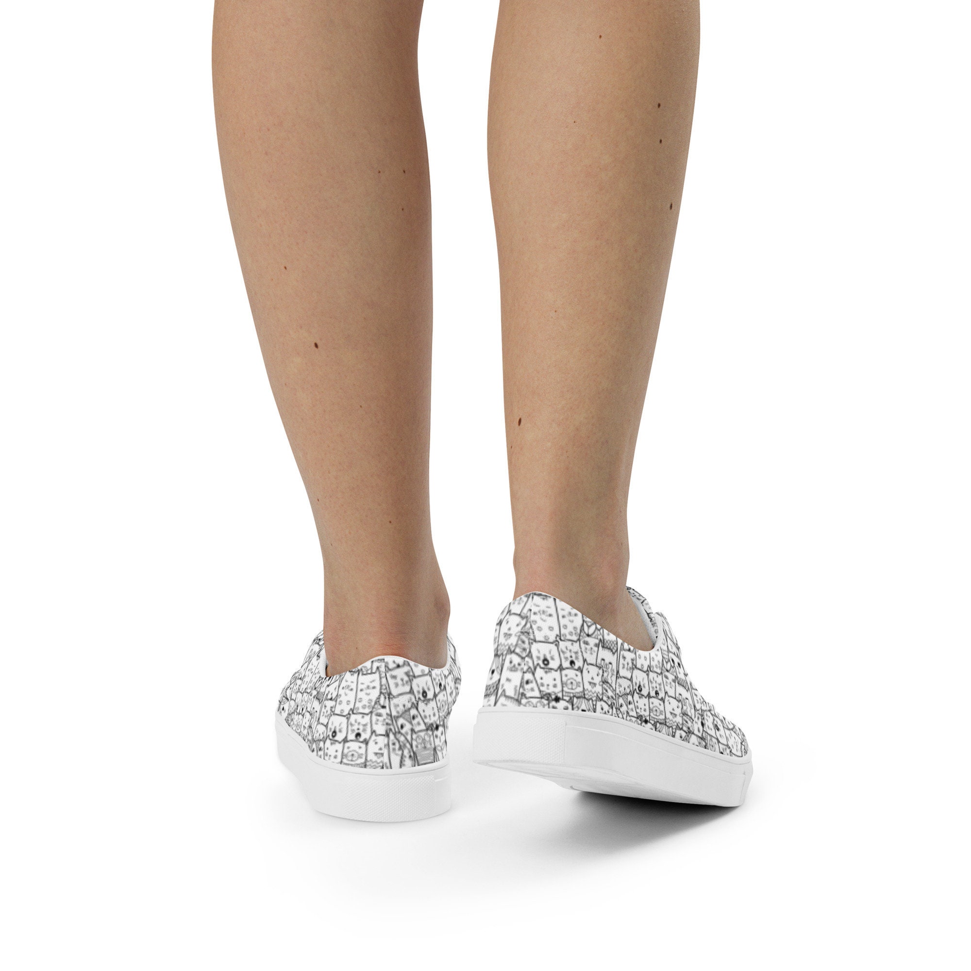 Doodle Cat Print Women's High Top Shoes