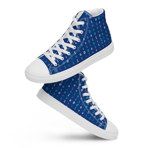 Get Out of the Matrix Coding Printed Men's High-Top Sneakers, Lace-Up Converse Style Shoes, Trendy Cool Shoes, Computer Nerd Gift for Him