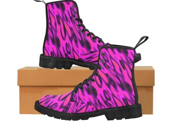 Fire Flames Canvas Boots: Rave Festival Lace-Up High Tops
