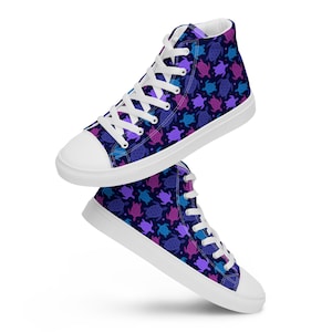 Sea Turtle Print High Top Canvas Sneakers: Nautical Fashion