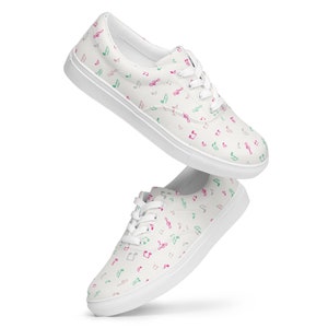 Music Notes Canvas Shoes Women, Music Lover Musician Gift for Her, Fashion Concert Canvas Sneakers, Designer Lace-Up Shoes, Music Theme Gift